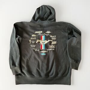 Ford Mustang Zip Hoodie Large Black David Carey Originals Big Back Graphic Logos